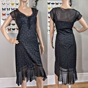 NWT Vintage 90s y2k Rampage Midi Dress Black Glitter Fairy Whimsygoth XL